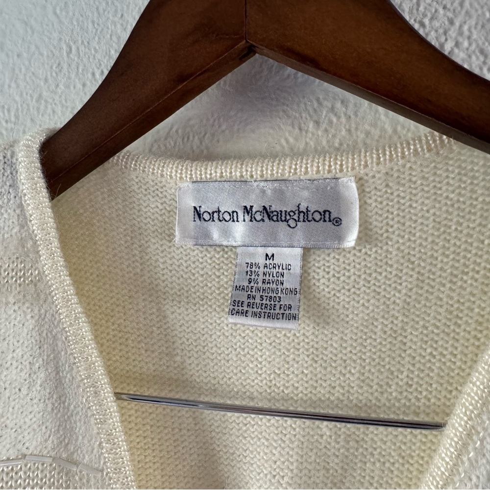 Vintage Beaded Knit Cardigan M Black Embellished Grandmacore Norton McNaughton - Picture 9 of 16
